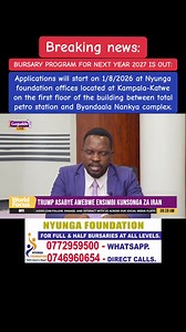 #creatorsearchinsights Bursary applications for next 2027 will start this year on 1/8/2026 at Nyunga foundation offices located at Kampala, Katwe on the first floor of the building between Total Petro station and Byandaala Nankya complex. Learners who will apply on this first day will get full tuition bursaries, free mattresses, books, pens, pencils, calculators etc at the time of getting school admission forms. Those who will come after this day can also get full tuition bursaries but no schola