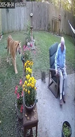 【Beast Bulletin】監視器拍下老虎闖入庭院就在主人背後#ai影片