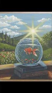 How to Paint a Goldfish Bowl in Sunshine | Whimsical Acrylic Painting Tutorial #painting #art