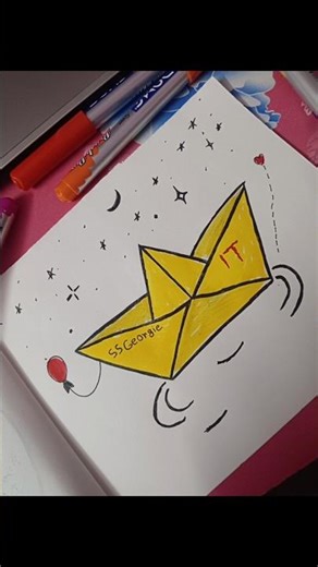 draw the georgie paper boat it movie reference #pennywise #painting #art #sketchful