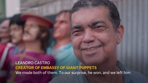 Giant puppets of famous faces - including Trump - join Carnival parade in northern Brazil