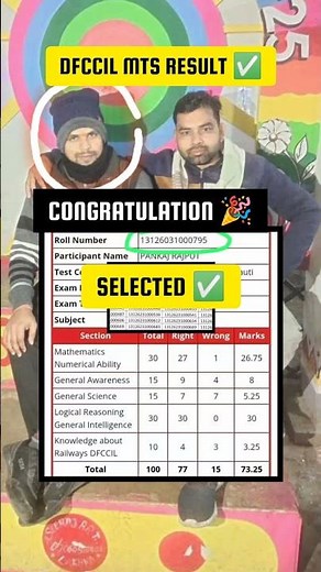 DFCCIL MTS RESULT 2025||dfccil mts scorecard 2025||#dfccil #shorts #viral #trending #short