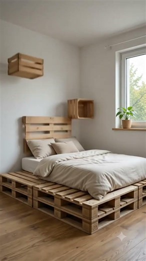 Rustic Minimalist Bedroom Makeover with Pallets! 🌿✨ #diy