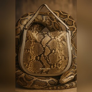 Michael Kors Brown and Cream Python Pattern Bag