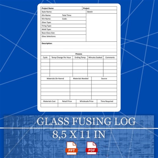 Glass Fusing Project Log, Firing Schedule (printable) - Etsy