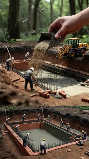 Miniature Swimming Pool in Forest 🌲🚜 | Tiny Men & Big JCB Build Magic