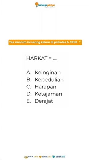 Tes sinonim psikotes CPNS, pembahasan cek deskripsi #belajarsinonim