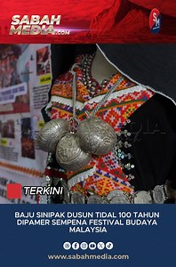 Baju Sinipak Dusun Tidal 100 Tahun Dipamer Sempena Festival Budaya Malaysia Baju tradisional Sinipak Dusun Tidal berusia lebih 100 tahun menjadi antara tarikan utama sempena Festival Budaya Malaysia 2025 yang berlangsung di Taman Tasik Titiwangsa. Busana warisan masyarakat Dusun ini dipamerkan bagi memperlihatkan keunikan seni sulaman tangan dan nilai budaya tinggi yang diwarisi turun-temurun. Ia bukan sahaja melambangkan identiti masyarakat Dusun, malah menjadi simbol ketahanan tradisi yang kek