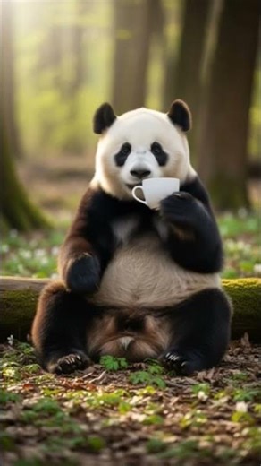 Panda having coffee in the jungle 😎