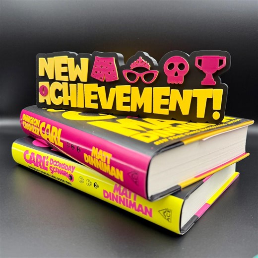 New Achievement Dungeon Crawler Carl Inspired Bookshelf Sign | Litrpg Decor | DCC Bookend | 3D Printed - Etsy