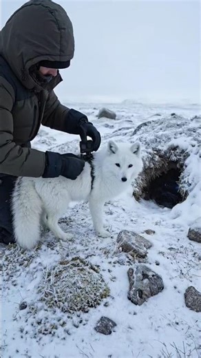 Arctic Fox Cam Discovers a Frozen Prehistoric Cave! 🦊❄️ #Shorts #ArcticFox #HiddenWorld#animals
