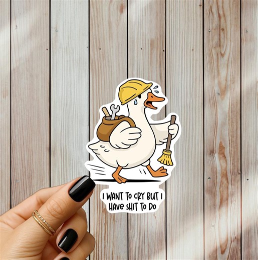 Overwhelmed Goose Sticker, Burnout Humor Vinyl Decal, Laptop Sticker - Etsy