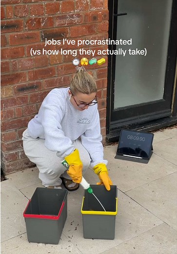 Today’s the day I tackle all the jobs I’ve procrastinated and compare them to how long they actually take 🫣⏱️🧼 Hope you guys take some motivation from this and enjoy 🤣🤍 Video inspired by: @Maddy Corbin 🫧 #cleantok #cleaning #cleanwithme #cleaningmotivation #cleaninghacks