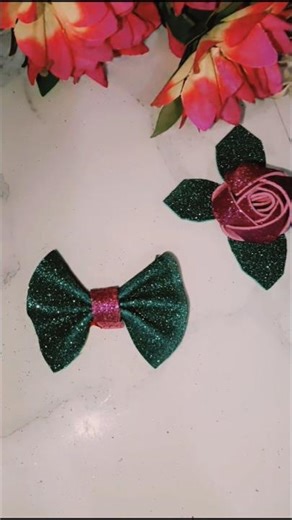 Easy Glitter Foam Bow 🎀😍 | DIY Hair Bow Making at Home | Simple Craft Idea # shorts
