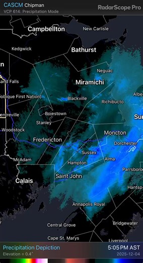 Here is a look at at the radar imagery we have the cold front coming through. | New Brunswick Weather Network