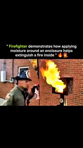 Knowledge Is Power on Instagram: "Water isn’t just for cooling—it’s a shield, a barrier, and a firefighter’s secret weapon 💧🔥 In a live demonstration, firefighters show how applying moisture around an enclosure can control and even extinguish a fire inside. Spraying water around the perimeter doesn’t just douse flames directly; it absorbs heat from surrounding surfaces, reduces oxygen availability, and creates a protective barrier that prevents the fire from spreading. The technique is particu
