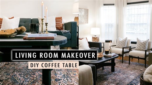 Living room makeover with DIY coffee table on a budget