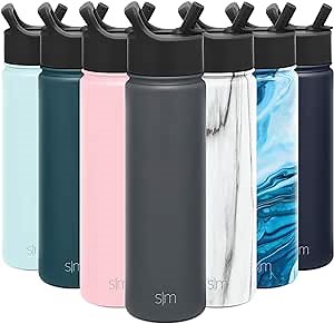 Simple Modern Water Bottle with Straw Lid Vacuum Insulated Stainless Steel Metal Thermos Bottles | Reusable Leak Proof BPA-Free Flask for Gym, Travel, Sports | Summit Collection | 22oz, Graphite Grey