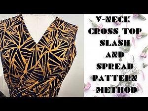 How to make an OVERLAPPING V-NECK draped/pleated top (Slash and spread method)