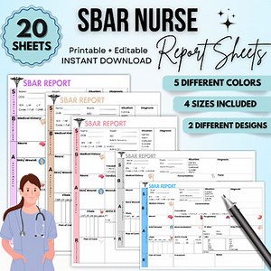 SBAR Nurse Report Sheet | Editable or Printable Nurse Report Sheet | 20 Sheet 4