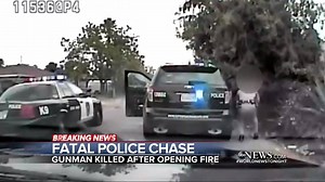 FATAL POLICE CHASE: New video shows a deadly encounter between Sacramento police and a double murder suspect who opened fire on officers – hitting two – before he was killed in the shootout. Matt Gutman reports. http://abcn.ws/2fr4G05 | ABC World News Tonight with David Muir