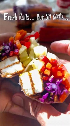 Fresh Rolls… But SO GOOD 👀 | Thai Red Curry Paneer Rice Paper Rolls #shorts #thaifood