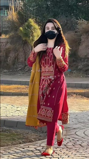 Red Desi Outfit Walk ❤️ | Elegant Street Style 2026 #Shorts. #streetstyle #modestfashion #outfitins