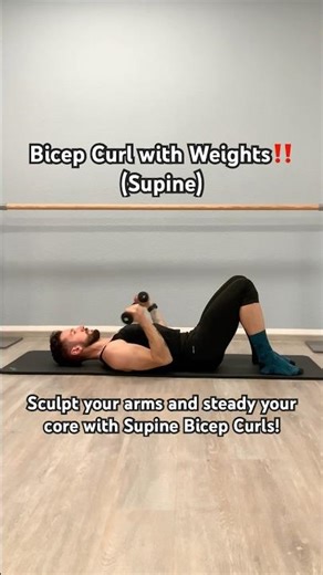 Bicep Curl with Weights (Supine)‼️ #bicepstraining #bicepsworkout