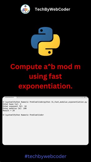 Day 31: Fast Modular Exponentiation Number in Python