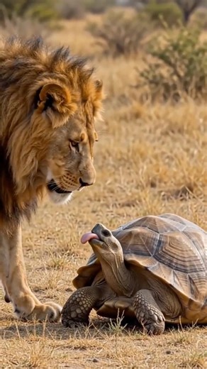 Lion vs Turtle GONE WRONG! 😂🦁🐢 #wildlife