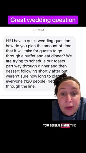 For any type of buffet service, I like to leave 30 minutes for people to actually get through the