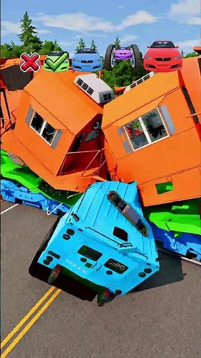 Big and Small Cars vs Train Crash - BeamNG.Drive #shorts #beamng