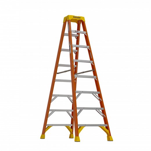 Werner 8 ft. Fiberglass Twin Step Ladder with 300 lb. Load Capacity Type IA Duty Rating T6208