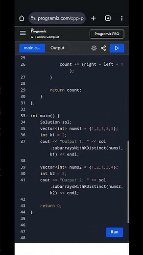 C++ Program to Count Good Subarrays | Exactly K Distinct Integers | Sliding Window & HashMap