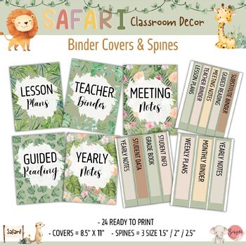 Editable Binder Covers & Spines: Safari Theme | Jungle Classroom Decor