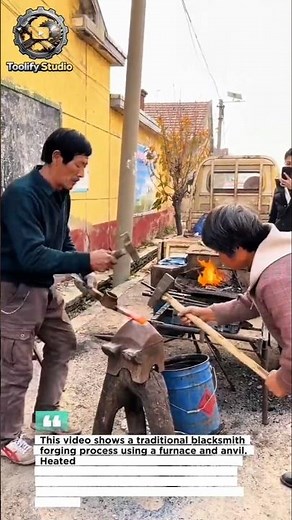 Traditional Blacksmith Forging Process – Turning Hot Steel into Strong Tools.