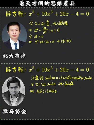 北大韦神VS拉马努金，巧解五次方程，看天才间的思维差异 #数学 #数学思维