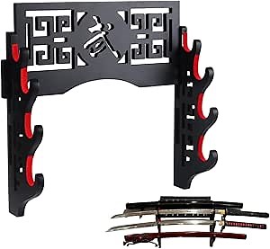 Sword Holder Katana Wall Mount - Velvet Padded Katana Stand Samurai Rack Samurai Sword Display Rack Wand Wakizashi Sword Stand Zoro Animation Sword Display 4 Tier 武