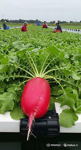 Fresh Radishes Growing in Hydroponics on a Floating Farm 🌱💧
