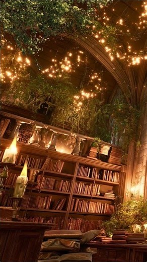 Cozy Magical Library in the Rain | Fantasy Music and Ambience