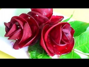 How To Make Beetroot Rose - Vegetable Carving Garnish - Sushi Garnish - Food Decoration