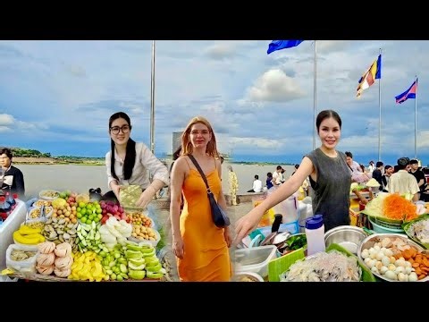 Saturday CAMBODIAN Street Food 2026 🇰🇭 - Walking Tour at Riverside Market Food, Phnom Penh