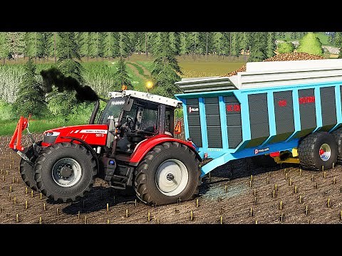 Massey Ferguson 5600 EDIT Test with Heavy trailer, Cultivator & Plow in the MUD (FS 19)