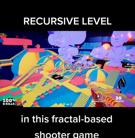 Recursive Level in Fractal-Based Shooter Game
