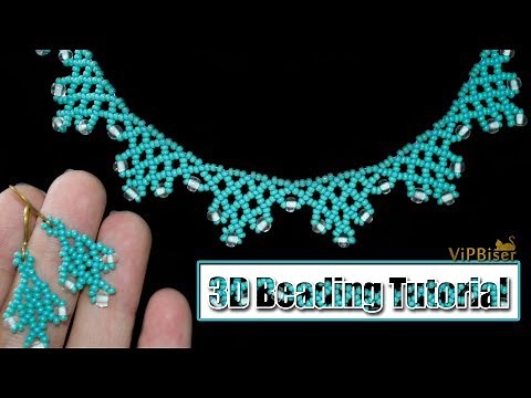 Beaded Necklace with Preciosa SeedBeads. 3D Beading Tutorial