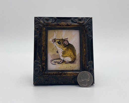 Mouse Framed Miniature Watercolor Art Print by James Steeno Mini Art, Small Art, Tiny Art, Animal Art, Miniature Art, Mouse Art, Mice Art - Etsy