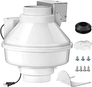 Dryer Booster Fan with Auto On/Off Pressure Sensor-4” DBF 110 Inline Dryer Vent Booster for Long Duct Runs for Indoor/Outdoor, Reduces Drying Time & Lint Buildup 167 CFM