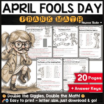 April Fools Day Math 5th-6th Grade | 20 Prank Worksheets & Answer Keys
