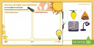 Sources of Light Cut and Paste Activity Sheet