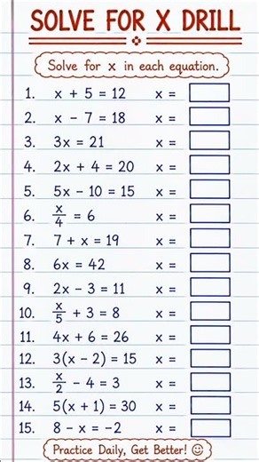 Solve for X Drill